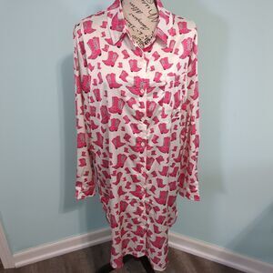 Satin Shirt Dress cowboy boots print large marigold kiss
